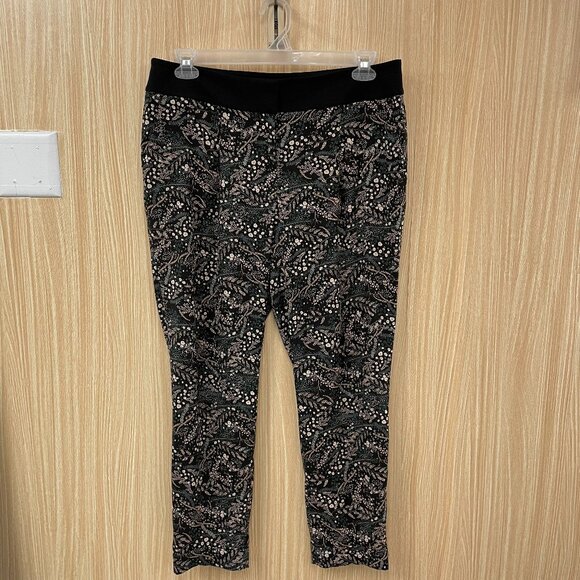 Loft Black Print Pants Size 10 - Picture 1 of 4